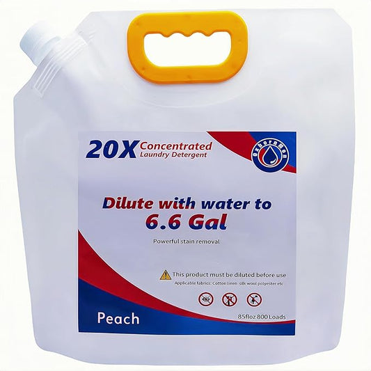 Commercial Bulk Laundry Detergent Refill, 20X Concentrated, Makes 6.6 Gallons (800 Loads) – Heavy-Duty Stain Removal, HE Compatible, Economical