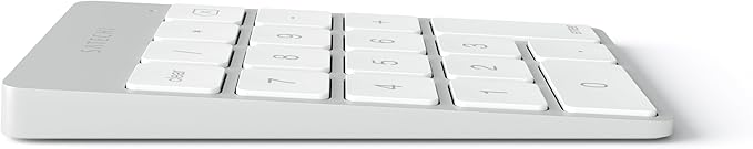 Satechi Slim Aluminum Bluetooth Keypad, Wireless Number Pad with 18 Keys, Micro USB Rechargeable Numpad, External Number Pad for MacBook Air/Pro/Neo, iPad Air/Pro, iMac, PC - Silver