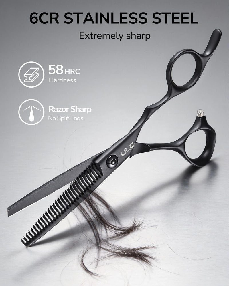 ULG Texturizing Shears – Professional Stainless Steel, 30-Teeth Thinning Scissors, Teflon Coated, Deer Tooth Blades for Precise Thinning and Layering, Ideal for Stylists and Barbers