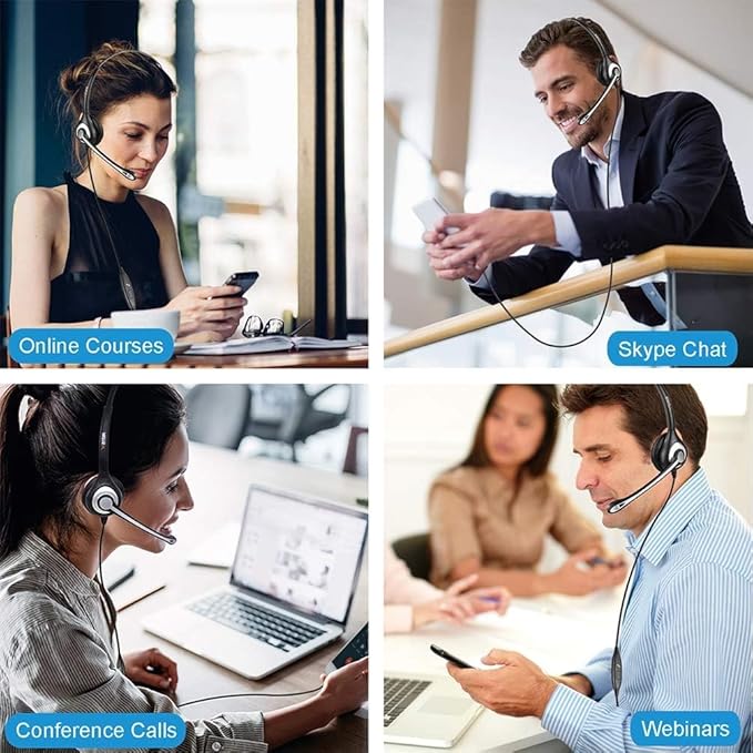 Wantek Cell Phone Headset with Microphone Noise Cancelling for Laptops, PC,3.5mm Jack,Volume Control,Wired Computer Headsets for Zoom Skype,for Office,Business, Call Center, Clear Chat