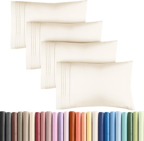 King Pillow Cases Set of 4 - Ultra Soft Hotel Quality Covers | Cozy, Wrinkle-Free & Fade Resistant - Off White