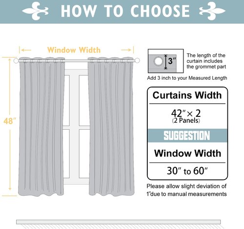 ChrisDowa Blackout Curtains - Thermal Insulated Grommet Room Darkening Panels, Aqua, 42 x 48 Inch