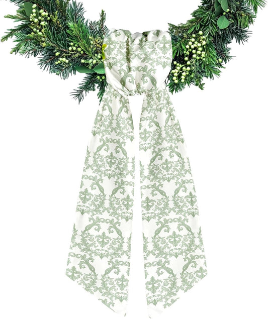Wreath Sash for Front Door Vintage Lace Wreaths Satin Sash Burlap Garland Ribbon Accessories for Wreath Yard Doorway Indoor Outdoor Bow Bridal Shower Home Decor,5.1 x 54.3