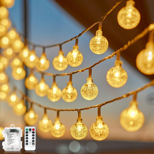 Skiennix Battery Operated Globe String Lights - 33 FT, 80 LED, Waterproof, 8 Modes with Remote Control | Indoor/Outdoor Fairy Lights for Home & Parties, Warm White
