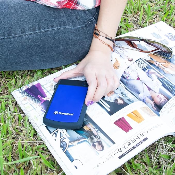 Transcend StoreJet 1TB External Hard Drive, for PS4/PC/Mac/Desktop/Laptop/Xbox, USB3.1(5Gbps)Type-A Portable HDD, One Touch Auto-Backup/Shock Resistant/Three-stage shock protection system(TS1TSJ25H3B)