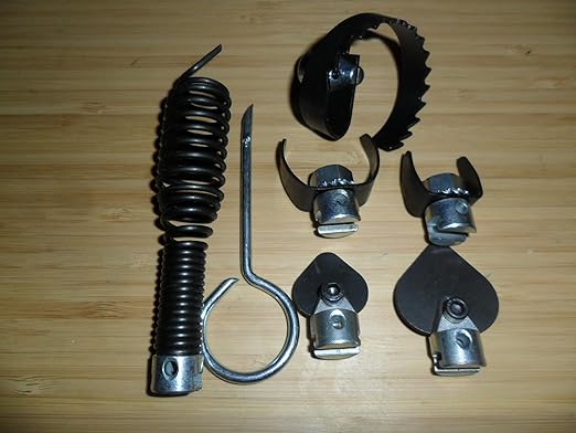 Drain Cleaner 7 Piece Bit Set USA Made Compatible Replacement for Ridgid K-375 K-380 K-400 K-40 K-45 K-50 K-3800 with 5/8" Cable End (NOT Cable Size) and with 2" Spiral Cutter