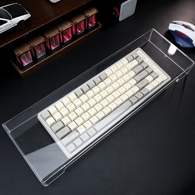 Cabilock Acrylic Keyboard Cover Protector 18.7X5.9X1.9 Inch Full Size Clear Keyboard Dust Cover for Desktop Waterproof Spill Resistant Skin for Easy Cleaning