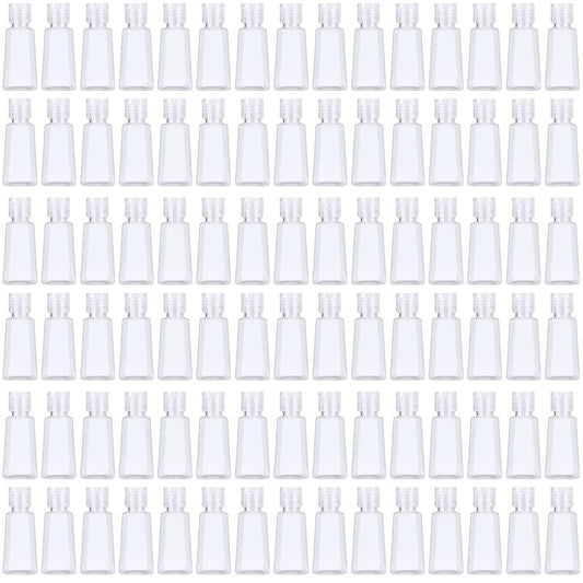 JAPCHET 100 PCS 1 oz Clear Plastic Travel Bottles with Flip Cap, Travel Size Refillable Flip Top Bottles, Small Portable Flip Cap Containers for Liquid, Lotion, Essential Oils, Shampoo and Toiletries