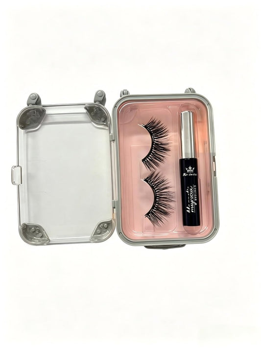 Amzmam Magnetic Eyelashes Natural Look,Magnetic Eyelashes and Eyeliner Kit,Natural Magnetic Lashes,Waterproof, Long Lasting, Easy Apply. (Black-7)
