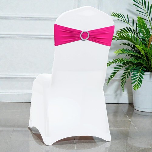 MDS Premium Spandex Chair Sashes - Stretchy Bow Covers with Buckle Slider for Weddings | Magenta, Pack of 50