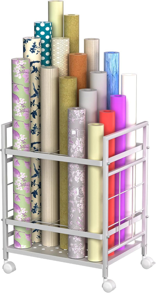 Wrapping Paper Organizer by [Brand Name] - Mobile Storage Solution with 20 Slots & Silent Wheels | Ideal for Home, Office, School (Black)