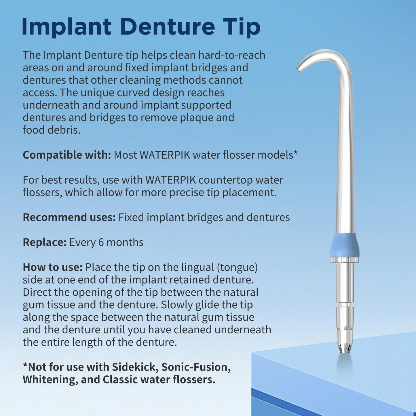 Replacement Heads for Waterpik, Replacement Picks for Water Pik Water Flosser (6 Implant Denture Tips)