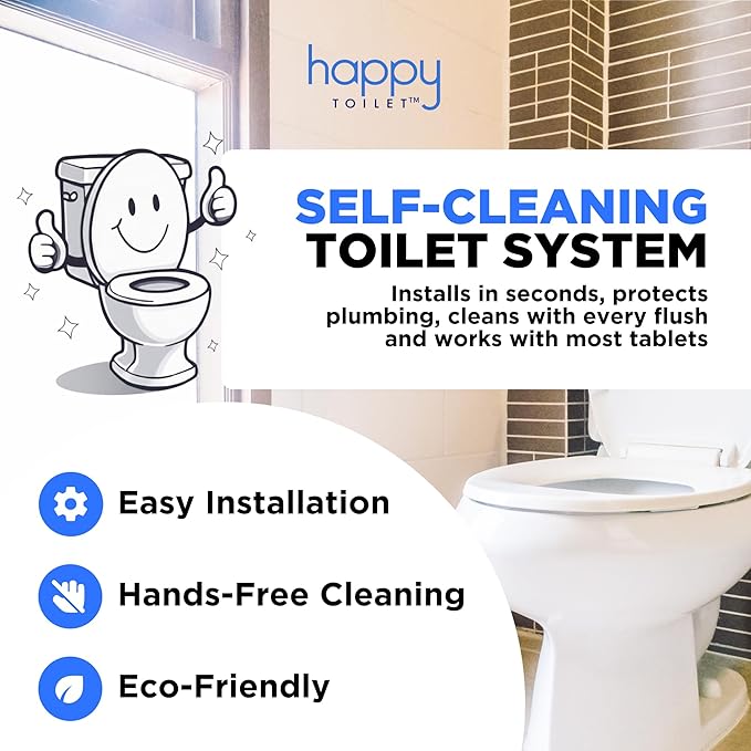 Happy Toilet Cleaner Deuce - Compatible w/Kohler Toilets & Canister Flushing Systems, Automatic Toilet Bowl Cleaner Toilet Tablet Holder Toilet Cleaning System for Auto Filter Self Cleaning Flush 2PK