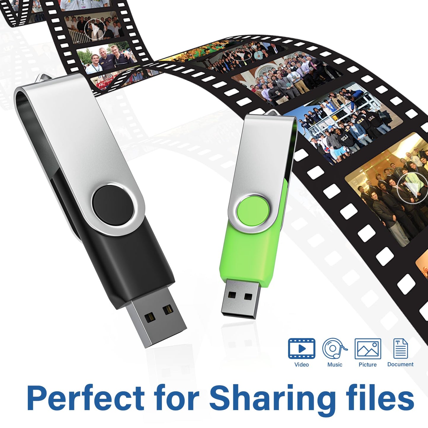 Wooolken Flash Drives 16GB 20 Pack with Keychains, Swivel USB 2.0 Thumb Drives Bulk USB Drive Memory Stick Date Storage Pack (Mixcolors)