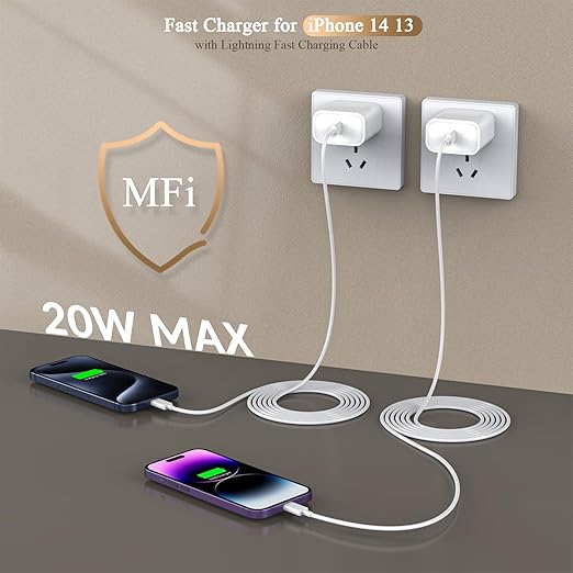 [Apple MFi Certified]10FT Fast iPhone Charger,Extra Long Apple Charger Fast Charging 2Pack USB C Charger Block Plug + 10Foot Lightning Cable Cord for iPhone 14/Pro/Pro Max/Plus/13/12/11/XS/XR/X/SE2022