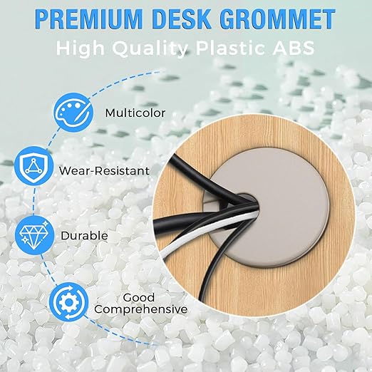 BOPOREAE Desk Grommet 1-1/2" (38 mm), Desk Cord Hole Cover, Cable Grommet ABS Plastic, Desk Hole Grommet for Office and Home Table Cable, Detachable Cable Cord Organizer (Black 4 Pcs)