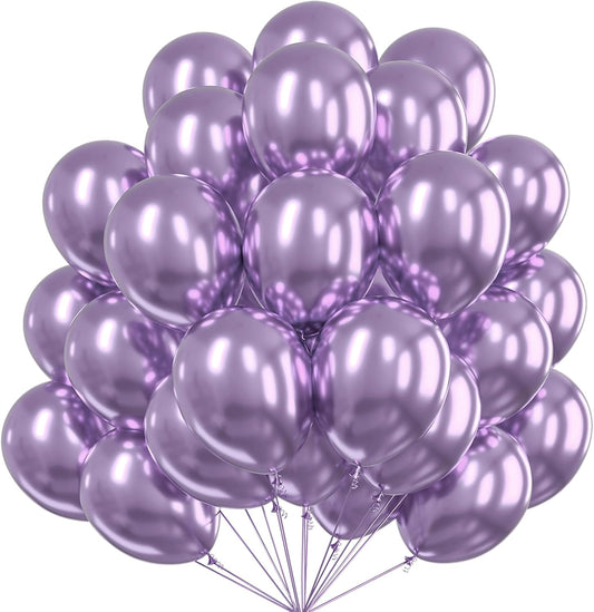 PartyWoo Metallic Purple Balloons - 50pcs 12 Inch Chrome Balloons for Graduation & Birthday Celebrations
