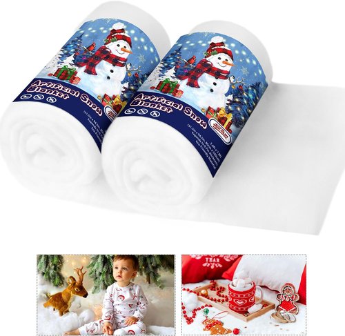 Hatisan Fake Snow Blanket - 30" x 8 Ft Thickened Fluffy Christmas Decor | 2-Pack for Trees & Crafts