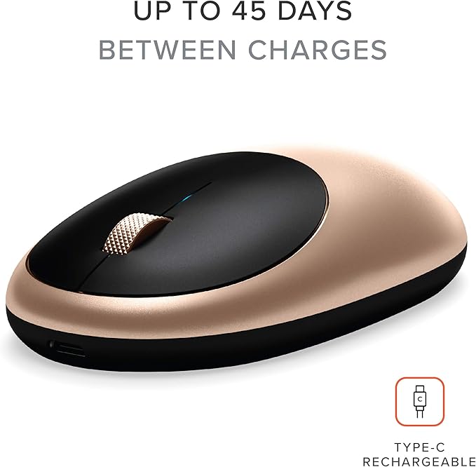 Satechi M1 Wireless Bluetooth Mouse, USB-C Rechargeable, Compact & Portable, for MacBook Air/Pro/Neo, iPad Air/Pro, iPad mini, Mac mini, iMac & Windows - Gold
