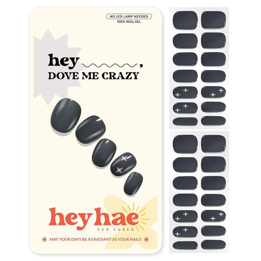Semi Cured Gel Nail Strips - Easy Apply & Remove | Fall Gray Solid | 28 Strips, Prep Pads & Nail File Included