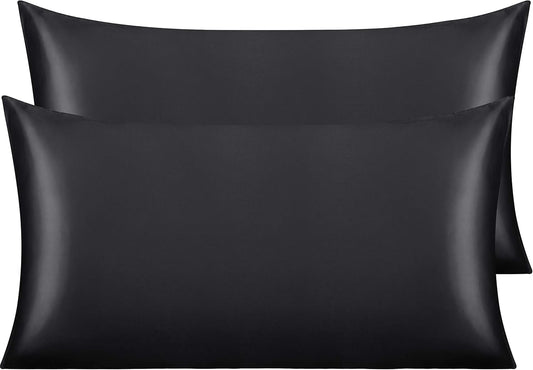 NTBAY Satin King Pillowcases - Luxurious Silky Pillow Cases for Hair & Skin | 20x40 Inches, Black - 2 Pack