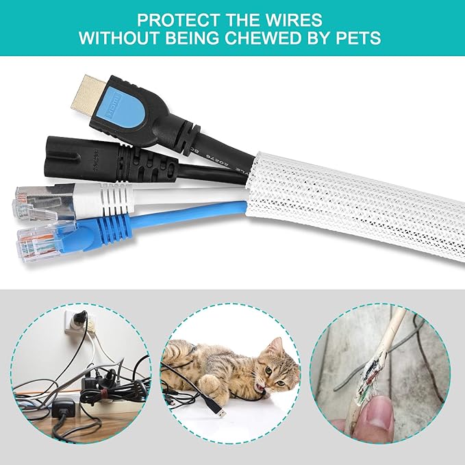 20ft 1/2 inch White Cable Sleeve