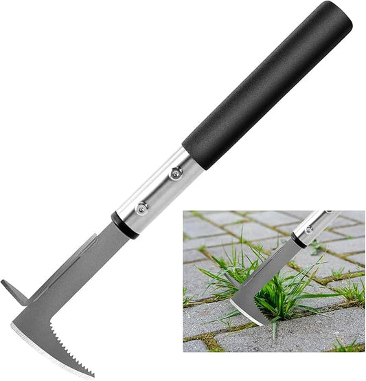 Crack Weeder, Stainless Steel Manual Crevice Weeding Tool,13" Weed Grabber Remover, L-Shaped Manual Weeder Puller, Durable Crevice Weeding Tool for Sidewalk Garden Patio Lawn