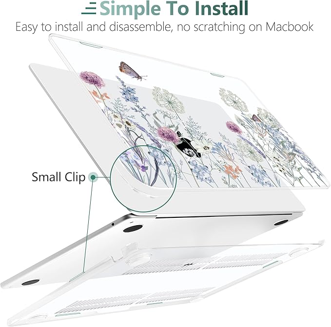 TWOLSKOO for MacBook Air 15 inch Case 2026 2025 2024 2023 Release M5 A3448 M4 A3241 M3 A3114 M2 A2941, Plastic Hard Shell & Screen Protector & Keyboard Cover & Type C Adapter, Dandelions