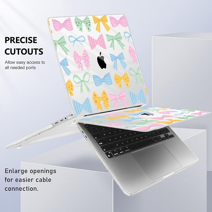Lepeoac for MacBook Pro 16 inch Case 2019 2020 Release Model A2141, Plastic Hard Shell Cover with Keyboard Cover & Screen Protector for MacBook Pro 16 inch with Touch Bar & Touch ID, Colorful Bow