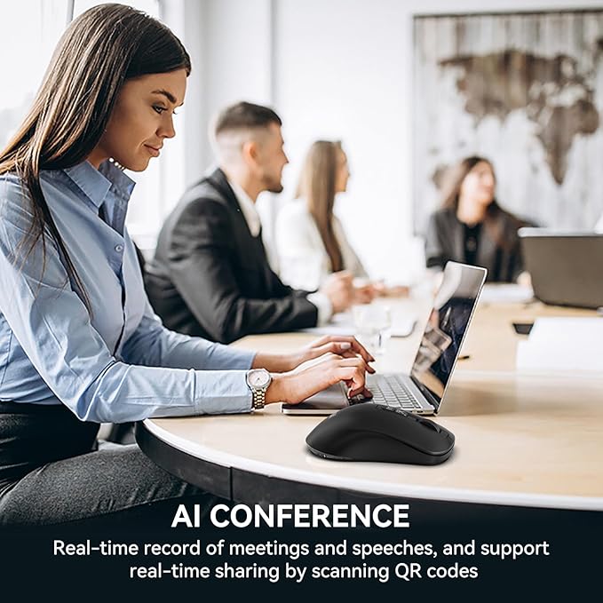 MIMOUSE Wireless AI Mouse Bluetooth Multi-Device Ergonomic Computer Mice for Laptop Mac USB C Rechargeable Smart Mouse with Voice Typing Audio Recorder for Office Study Women Desktop Accessories