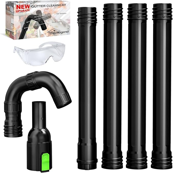 Sealegend Gutter Cleaning Attachment Kit Compatible with EGO 530CFM, 580CFM, 575CFM, 650CFM, 615CFM, LBX6000 Leaf Blowers 360Â° Rotation Nozzle, Extends Up to 8.3FT from The Ground