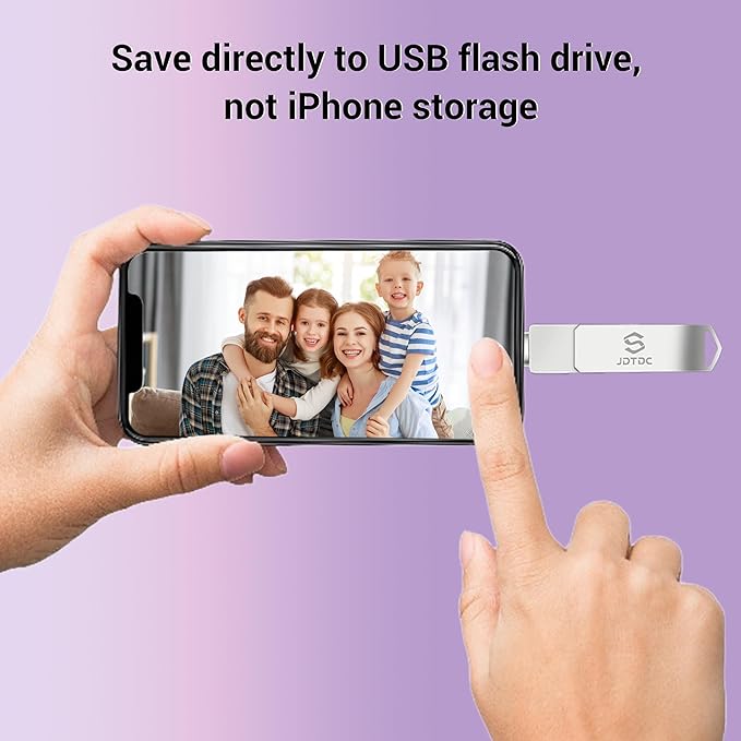 Real Capacity 128GB Photo Stick for iPhone, MFi Certified 3 in 1 USB Drive