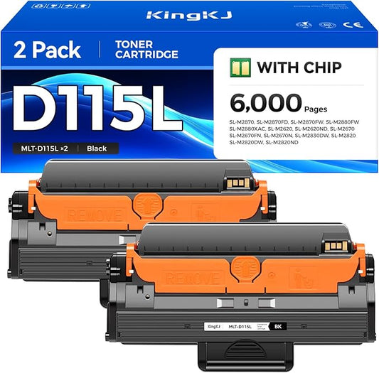 KingKJ MLT-D115L 115L Toner Cartridge Black 2-Pack