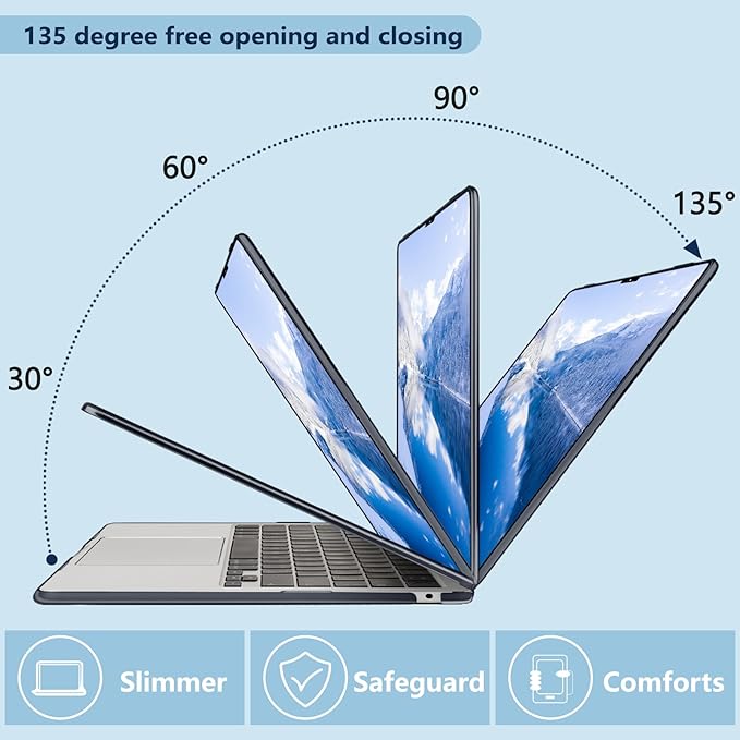 MecBevia Compatible with 2026 M5 MacBook Air 15 inch Case, 2026 2025-2023 M5 A3448 M4 A3241 M3 A3114 M2 A2941, Keyboard Cover, Screen Protector, Webcam Cover & Type-C OTG, Black Bows