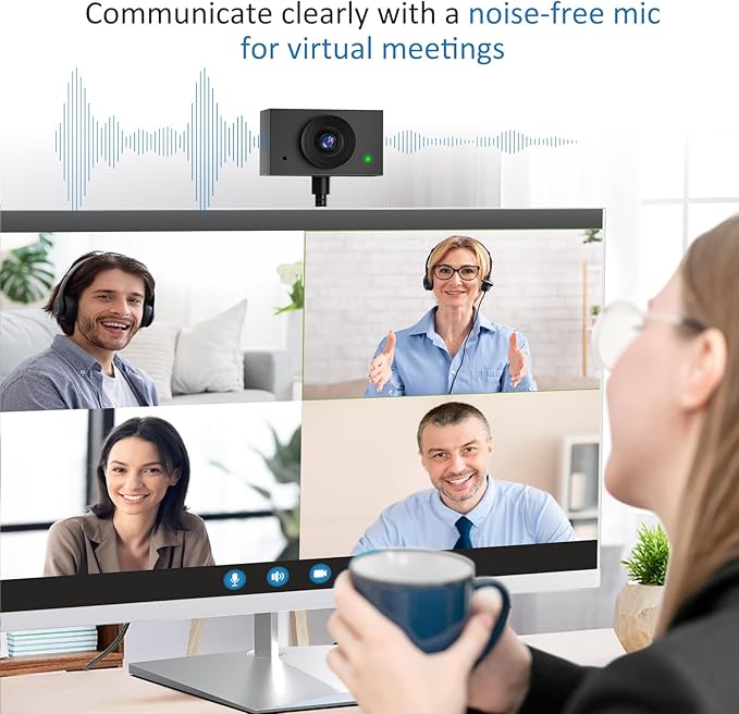 Webcam for PC, 1080P Streaming Camera, Web Camera for Desktop Computer/Laptop Webcam with Microphone, Plug and Play USB Web cam with Bracket, Manual Focus, for Live Streaming, Video Calls, Meetings