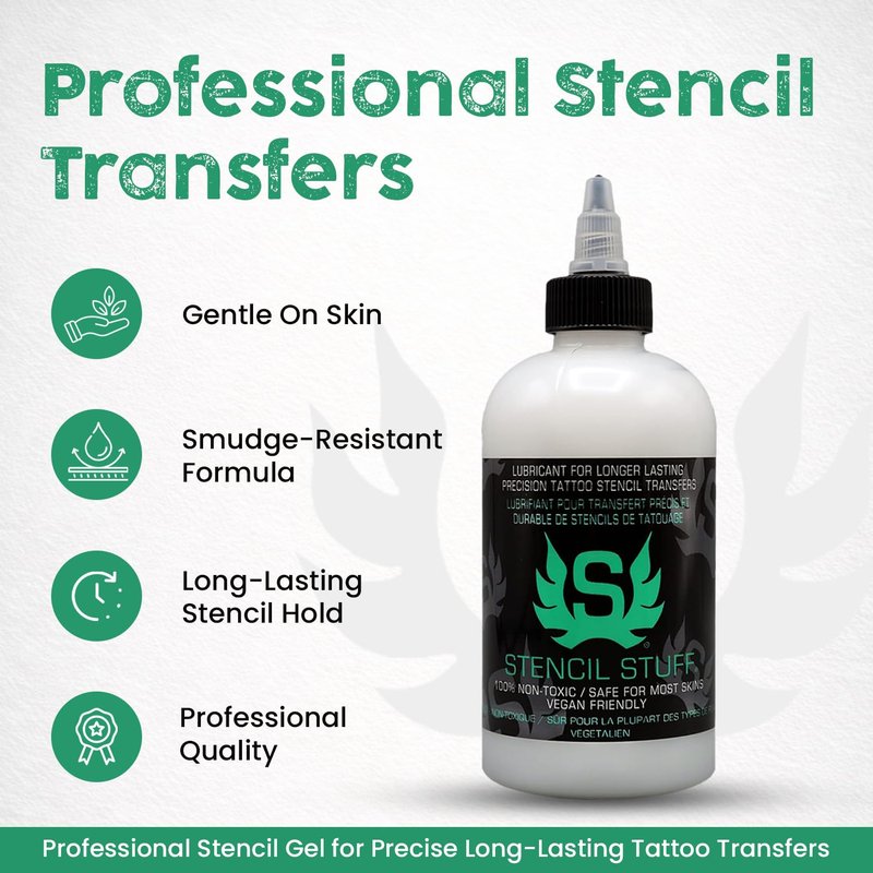 Stencil Stuff Tattoo Stencil Transfer Gel – 8oz Tattoo Stencil Transfer Solution – Vegan-Friendly Stencil Gel – Fast-Drying and Long-Lasting – Clean and Easy Application