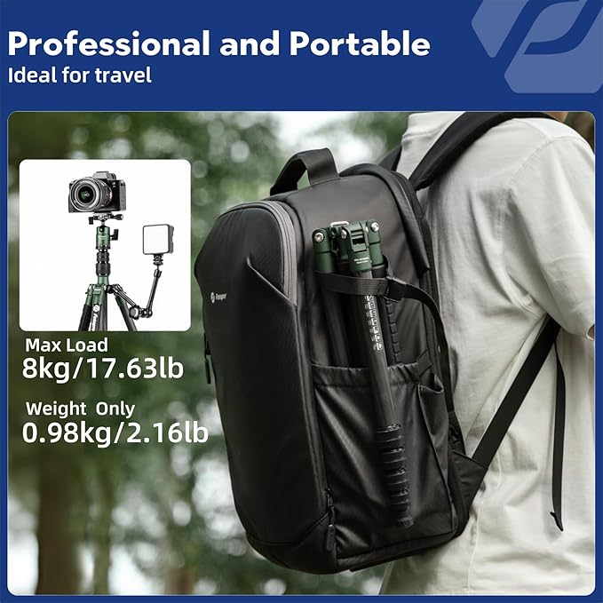 Fotopro 60" Carbon Fiber Camera Travel Tripod, 2lbs Super Lightweight Compact Tripod with 360° Metal Ball Head, Detachable Monopod, with Arca QR Plate & Bag, Load up to 8KG/17.63lbs, for SLR DSLR