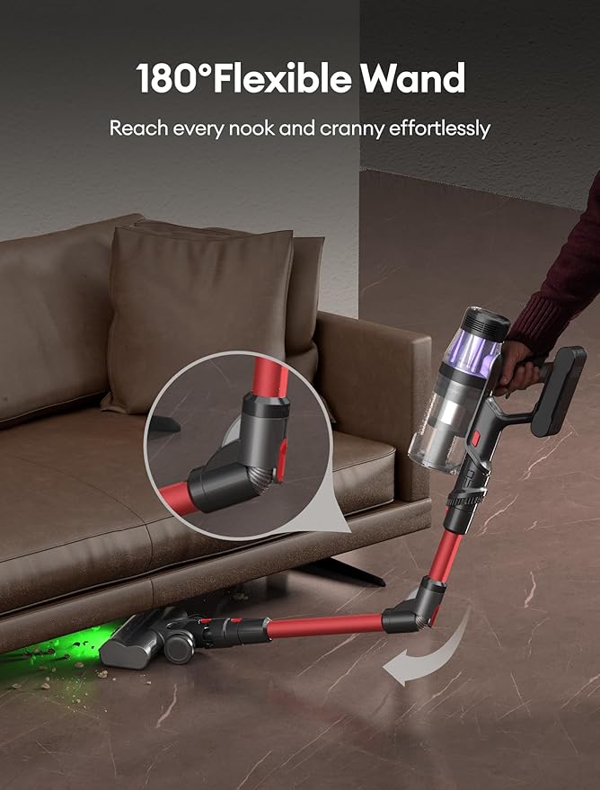 Ultenic Cordless Vacuum Cleaner, 600W 55Kpa 60Mins Vacuum Cleaners for Home, with 180°Bendable Wand, Anti-Tangle Brush, Charging Dock, Stick Vacuum Cordless for Pet Hair/Carpet/Floor/Car