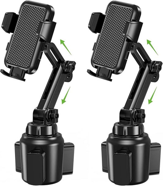 EOCAHO 2025 Upgraded Cup Phone Holder for Car, Universal No Shaking Cup Holder Phone Mount with Expandable Base for Car Truck, Adjustable Holders,Compatible with iPhone Samsung All Phones: 2 Pack