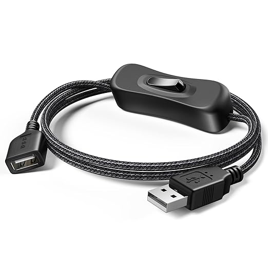 ANDTOBO USB Switch Extension Cable, (Upgraded Data + Power) USB Extension Cord with On/Off Power Switch Cable for LED Strips, iOS System, etc- 3.3 FT