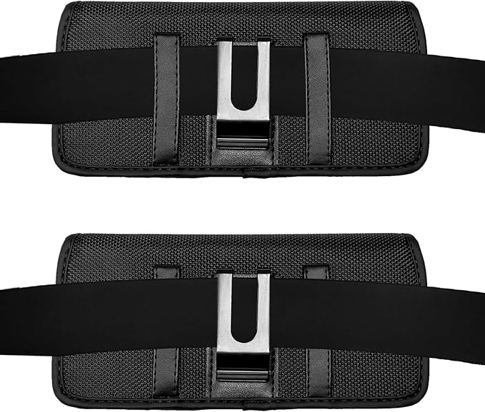 CELZEN Nylon Cell Phone Holster for Google Pixel 5, Alcatel Insight, Tetra, Verso, Samsung Galaxy S10e, J3, LG Aristo 3/2 - Horizontal Case Canvas Waist Carrying Pouch with Belt Clip/Loops, Black