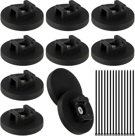 Alffun Magnetic Zip Tie Mount Wire Cable Holder, Include 10 Pcs 43mm Magnetic Cable Zip Tie Base with 50 Pcs Heavy Duty Zip, Multipurpose Wire Clips Management Base, Black