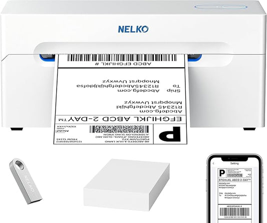 Nelko Bluetooth Thermal Shipping Label Printer, Wireless 4x6 Shipping Label Printer for Small Business, Support Android, iPhone and Windows, Widely Used for Amazon, Shopify, Etsy(White)