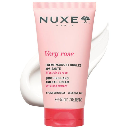 NUXE Very Rose Hand and Nail Cream, Hydrating & Soothing Hand Moisturizer with Rose Oil Extract, Aloe Vera and Glycerin, 1.7 Fl Oz