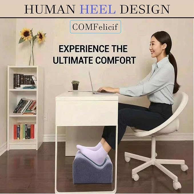 Foot Rest for Under Desk at Work,At Work Soft Ergonomic Footrest,Support Foot Pillow,Heel Chair,Leg Elevation Pillow,(Blue)