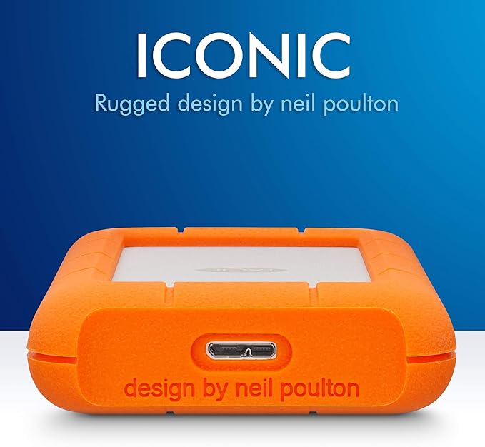 LaCie Rugged Mini, 1TB, 2.5", Portable External Hard Drive, for PC Mac iPad and iPhone, Data Rescue Service (LAC301558)