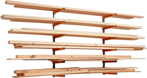 Bora | Wood Organizer & Lumber Storage Rack - 6-Level Wall Storage for Indoor/Outdoor Use, Orange PBR-001