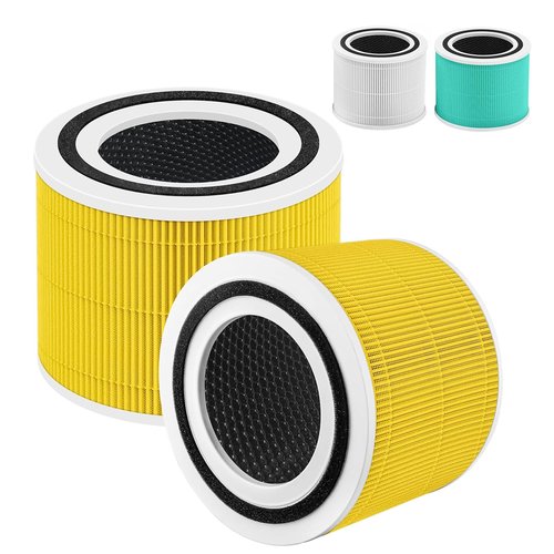 Core 300 Core 300s Filter Compatible with LEVOIT Core 300 and Core 300S VortexAir Air Purifier, Core 300-RF and Core P350 3-in-1 Hepa Filter, Part No. Core 300-RF and Core P350-RF, 2 Pack yellow