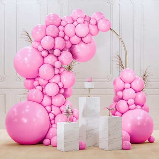 PartyWoo Pink Balloons - 100pcs Matte Pink Balloon Arch Kit for Baby Showers & Parties | Various Sizes 5-36 Inch