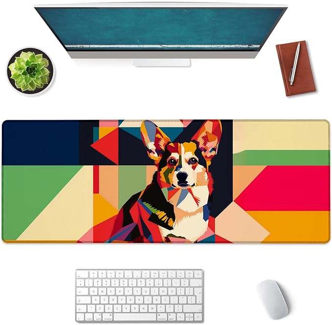 Mounidso Corgi Large Mouse Pad, Gaming Mouse Pad, Keyboard Mat, Non-Slip Rubber Base, Office Accessories, Desk Mat, MousePads for School, Work, Home Decor Gifts 31.5" x 11.8"